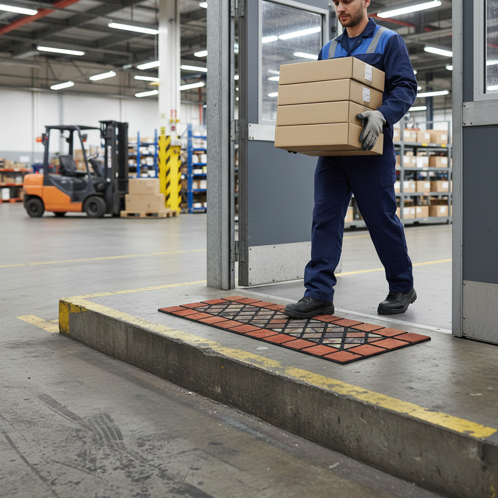 Premium Eco-Friendly Rubber Step Mat with Red Border - Non-Slip, Weather-Resistant, Durable Design for Indoor and Outdoor Use