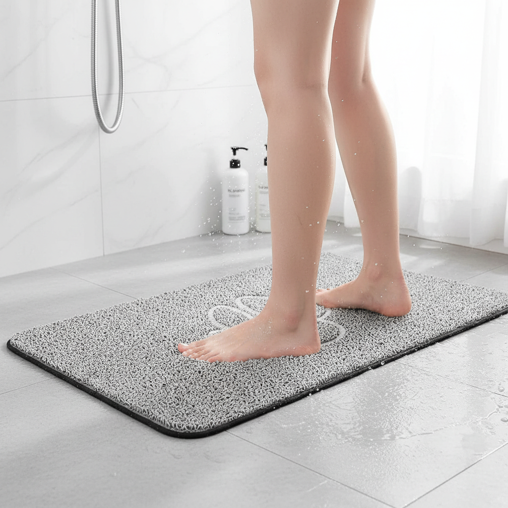 Premium Anti-Slip Shower Mat with Embossed Paw Design - Quick-Drying and Eco-Friendly PVC for Safety and Comfort in Bathrooms