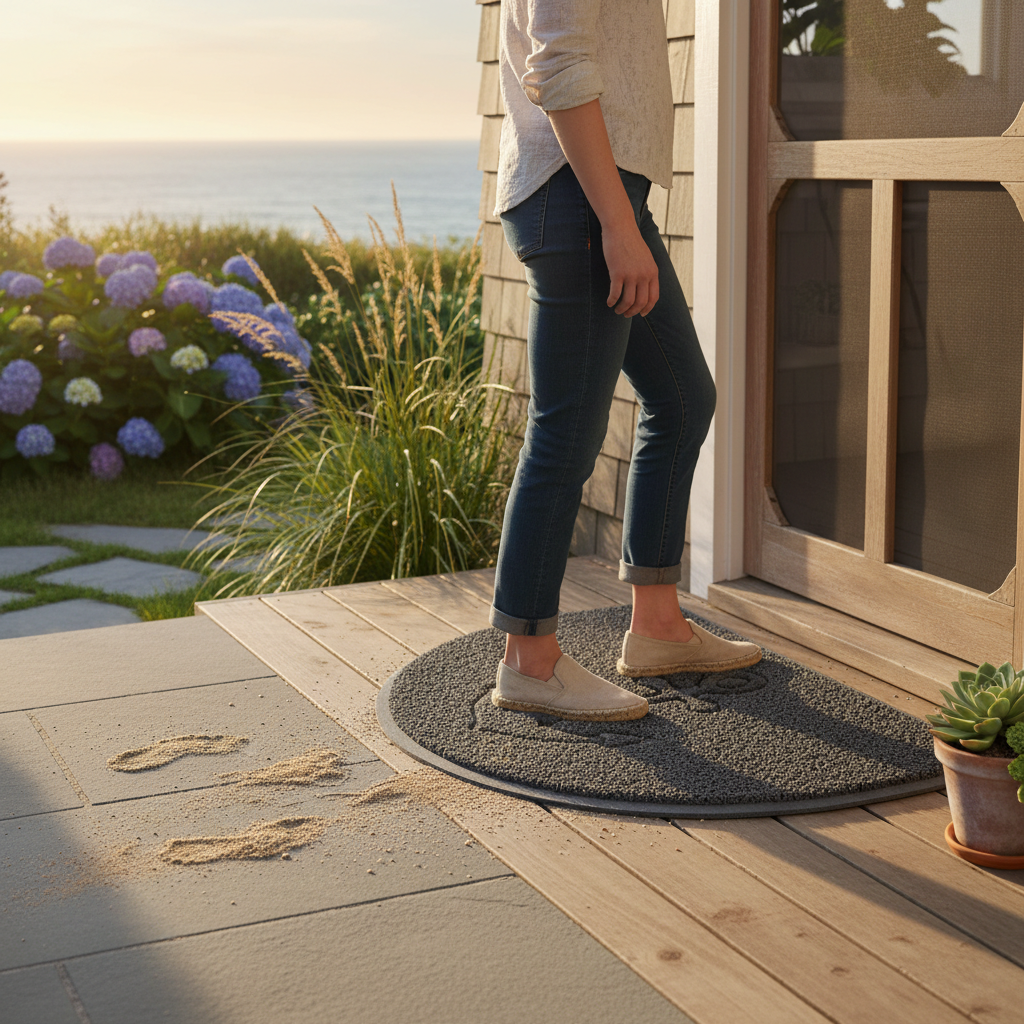 Premium Indoor/Outdoor Anchor Embossed Halfmoon Spaghetti Doormat with Non-Slip Backing and Easy Maintenance