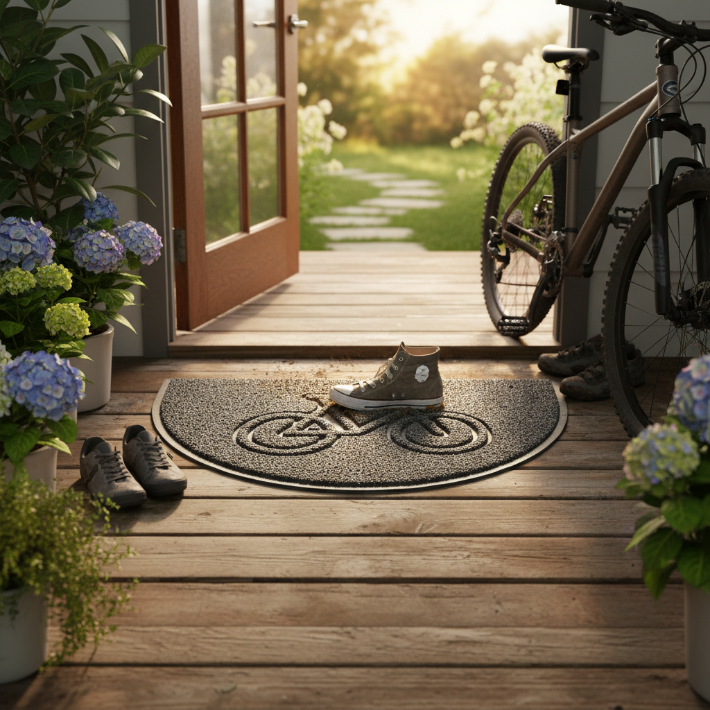 Premium Indoor/Outdoor Cycle Embossed Halfmoon Spaghetti Doormat with Non-Slip Backing and Easy Maintenance for High-Traffic Areas