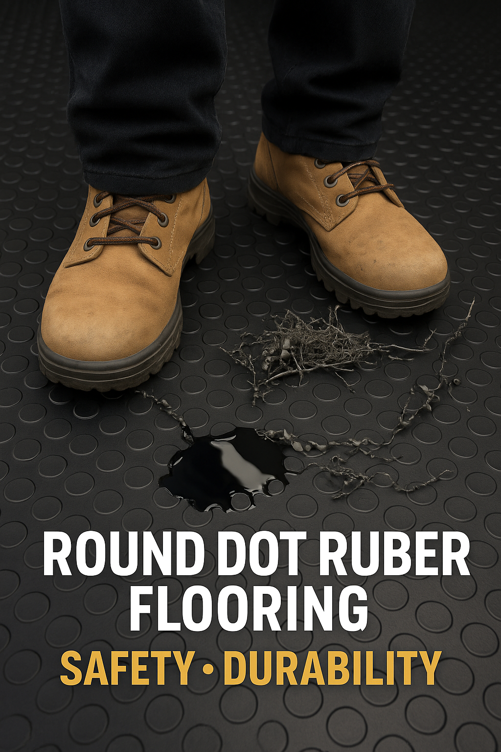 High-Quality Non-Slip Rubber Flooring – Round Dot Pattern, Oil & Grease Resistant, Slip-Resistant, Suitable for Wet/Dry Areas, Excellent Insulation