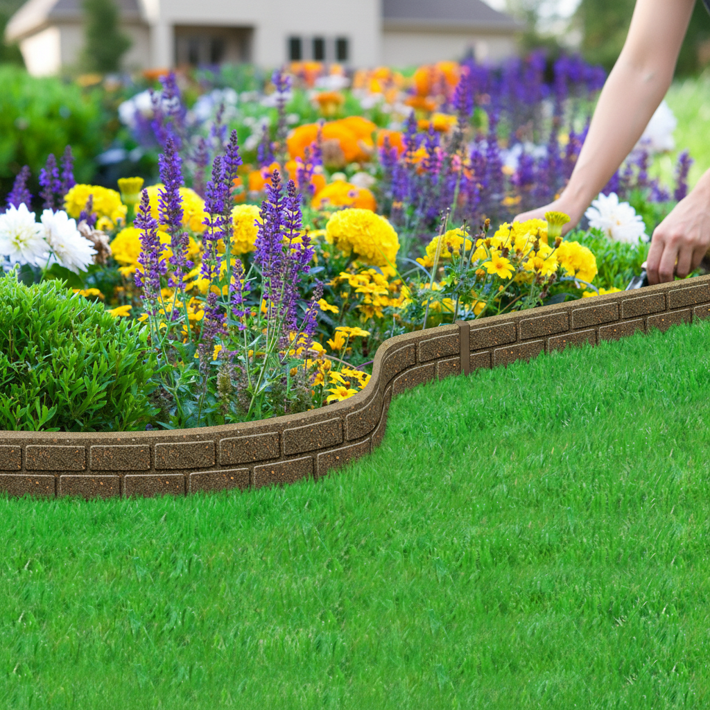Premium Recycled Rubber Lawn Edging Ultra Curve Bricks - Eco-Friendly and Durable Garden Border Solution