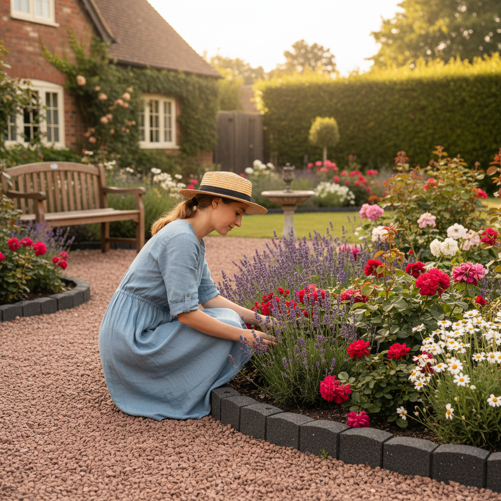 Premium Eco-Friendly Recycled Rubber Roman Stone Garden Border 1.2m - Flexible and Durable Edging for Flower Beds and Lawns