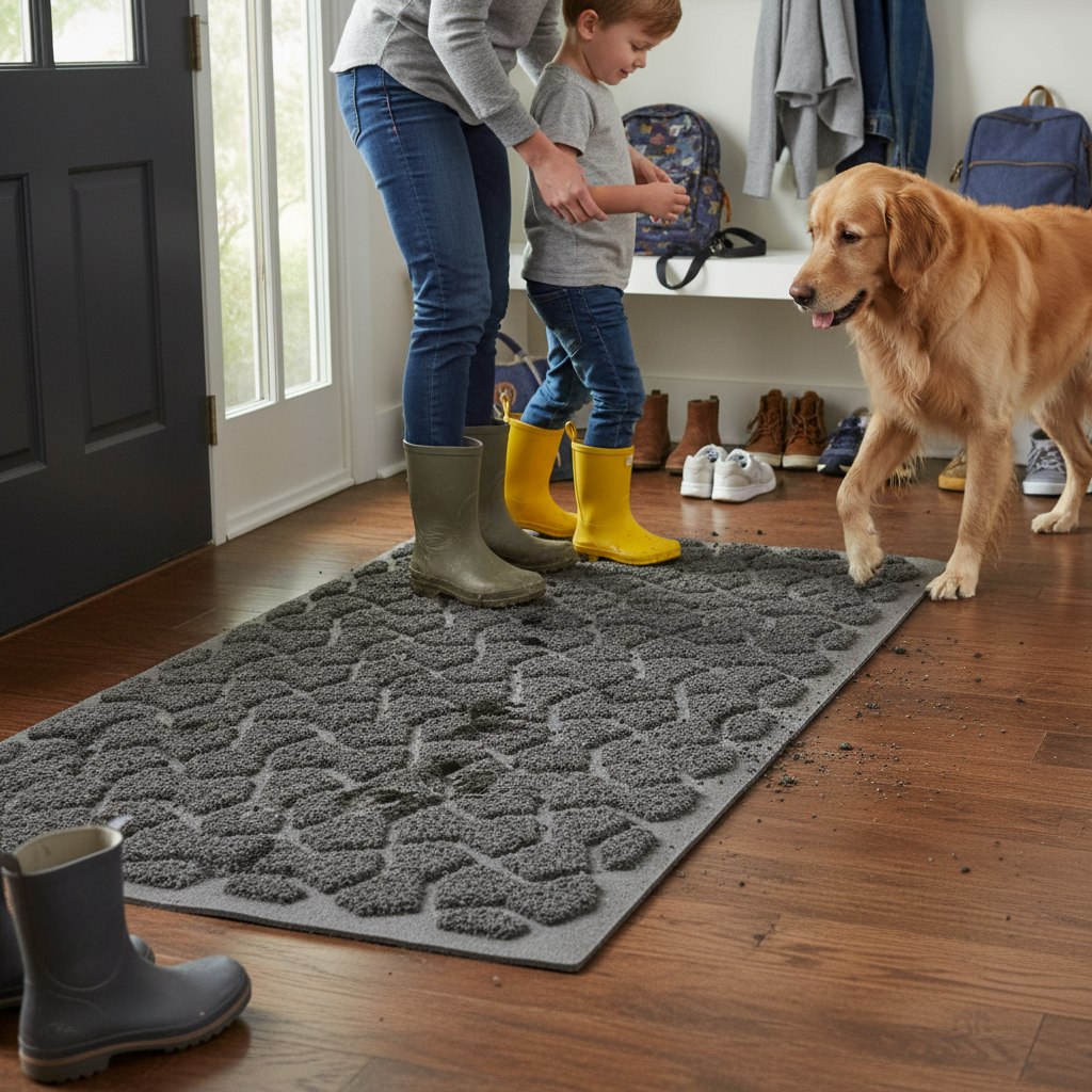 Premium Easy-Clean Indoor Door Mat with Anti-Slip Rubber Backing, Jet-Washable Design, Perfect for High-Traffic Areas