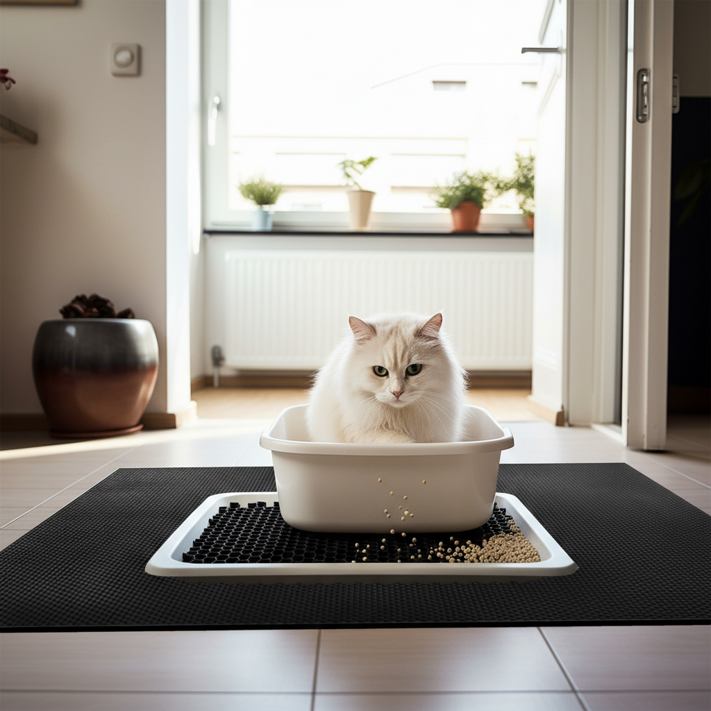 Premium Heavy Duty Cat Litter Mat with Unique Hexagon Design for Maximum Litter Control and Easy Cleaning in All Weather Conditions