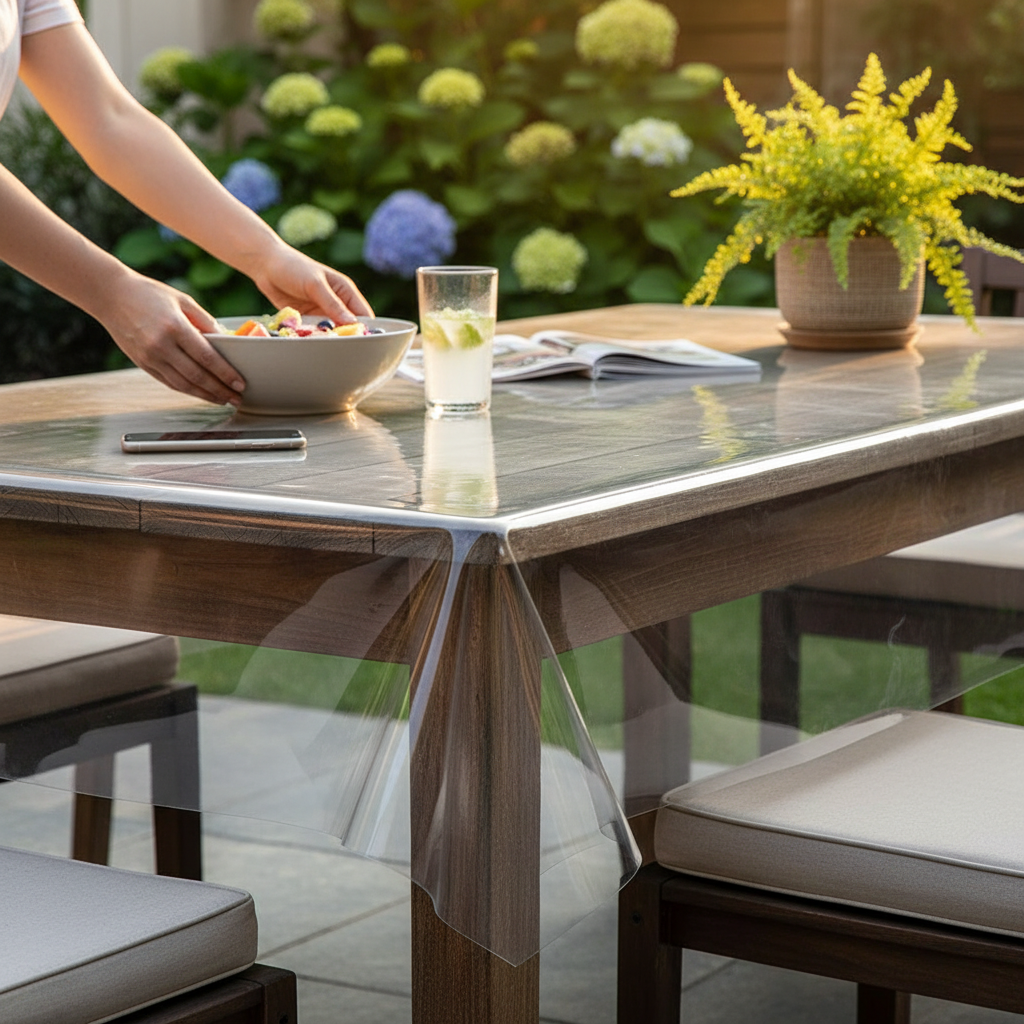 Premium 2mm Transparent PVC Tablecloth - 1.45m Wide, Customizable Length for Dining Protection