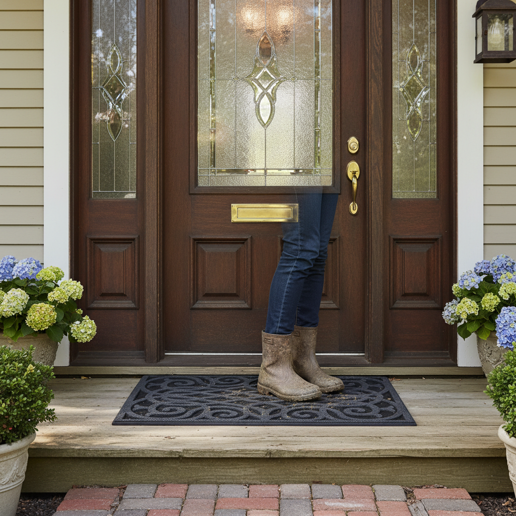 Premium Victorian Style Eco Door Mat - Heavy Duty Rubber Backing, Elegant Design, and Superior Dirt Trapping Functionality for Indoor & Outdoor Use