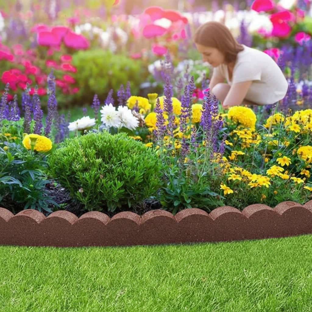 Premium Recycled Rubber Scallop Garden Edging Border - Flexible, Durable, and Eco-Friendly Solution for Landscaping