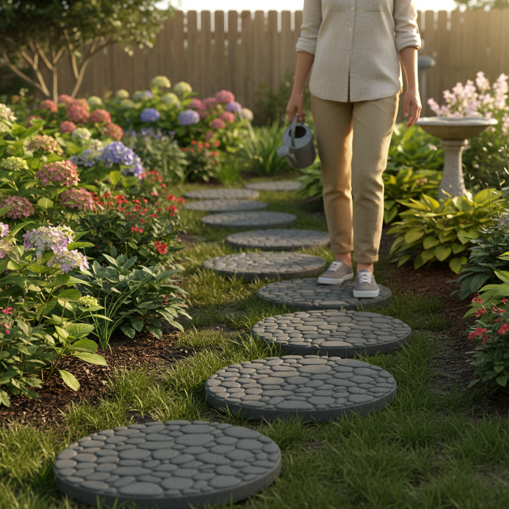 Premium Eco-Friendly Garden Stepping Stones - Durable Recycled Rubber with Non-Slip Surface and Weather Resistance for Outdoor Use