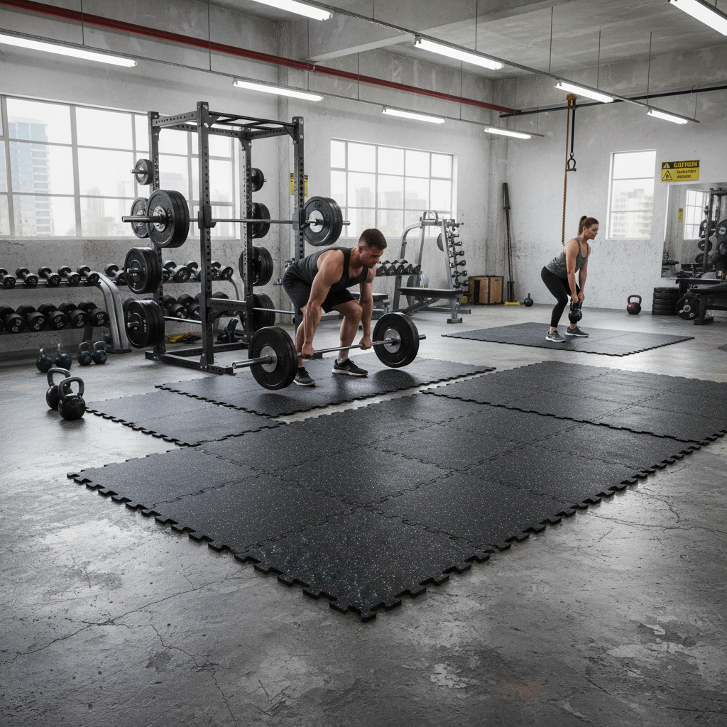 Premium Interlocking Rubber Topped Foam Mats 62cm x 62cm - 14mm Thick for Home Gym and Playrooms