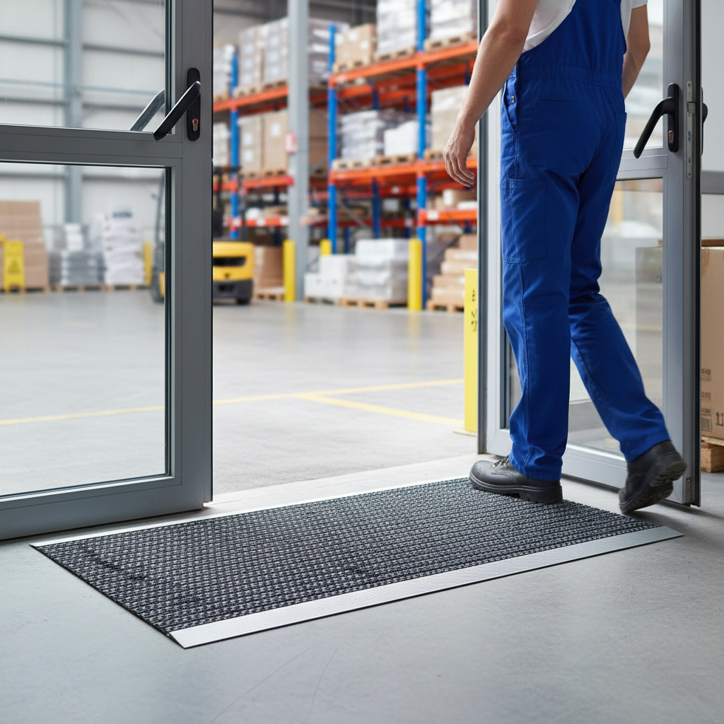Premium Heavy Duty Aluminium Door Mat with Non-Slip Base and Coarse-Fibre Inserts for Indoor and Outdoor Use - 60x40cm
