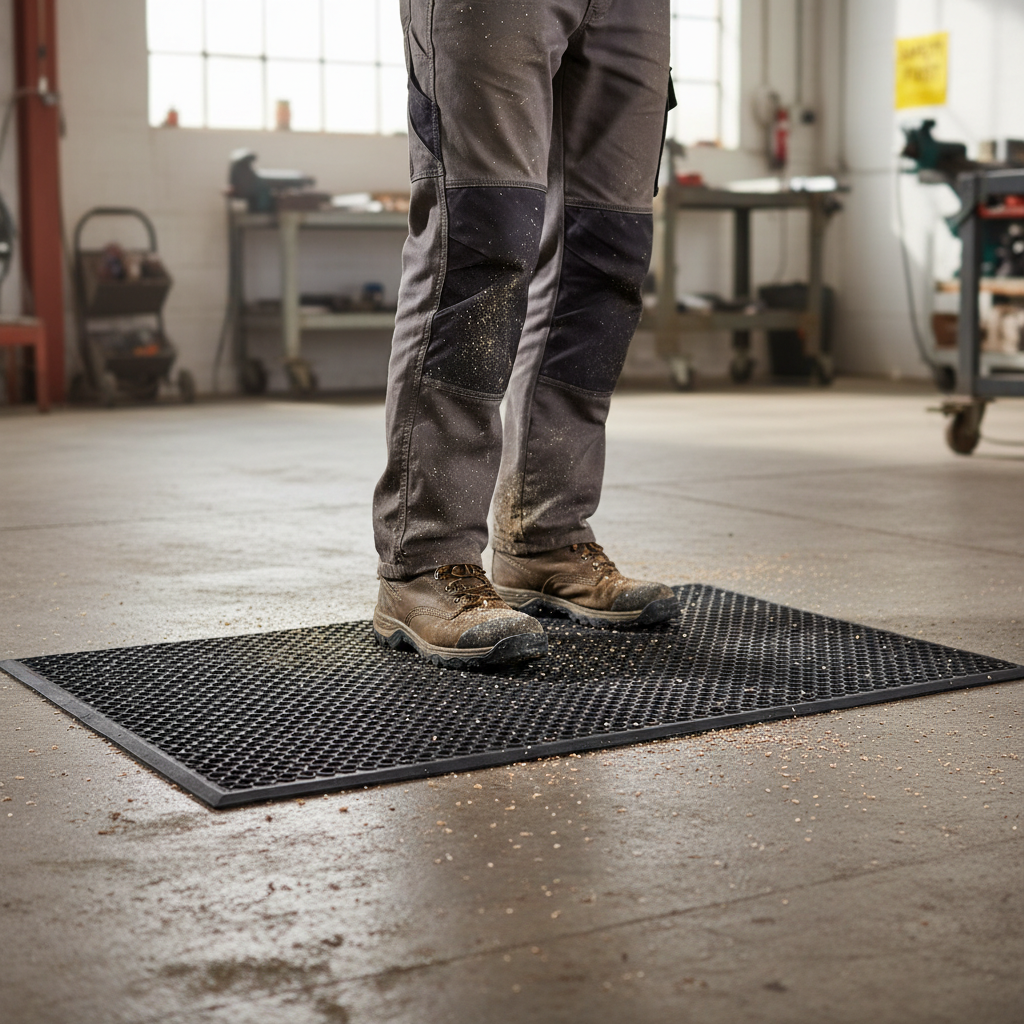 Premium Hexagon Pattern Step Mat - Durable Rubber Composite with Anti-Slip Backing for Indoor and Outdoor Use