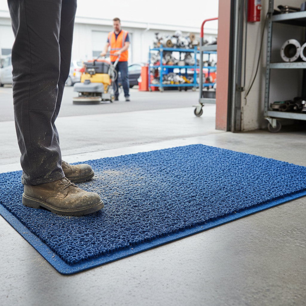 Premium Indoor Spaghetti Doormat in Blue - Non-Slip, Easy to Clean, Fading & Stain Resistant with Multiple Size Options
