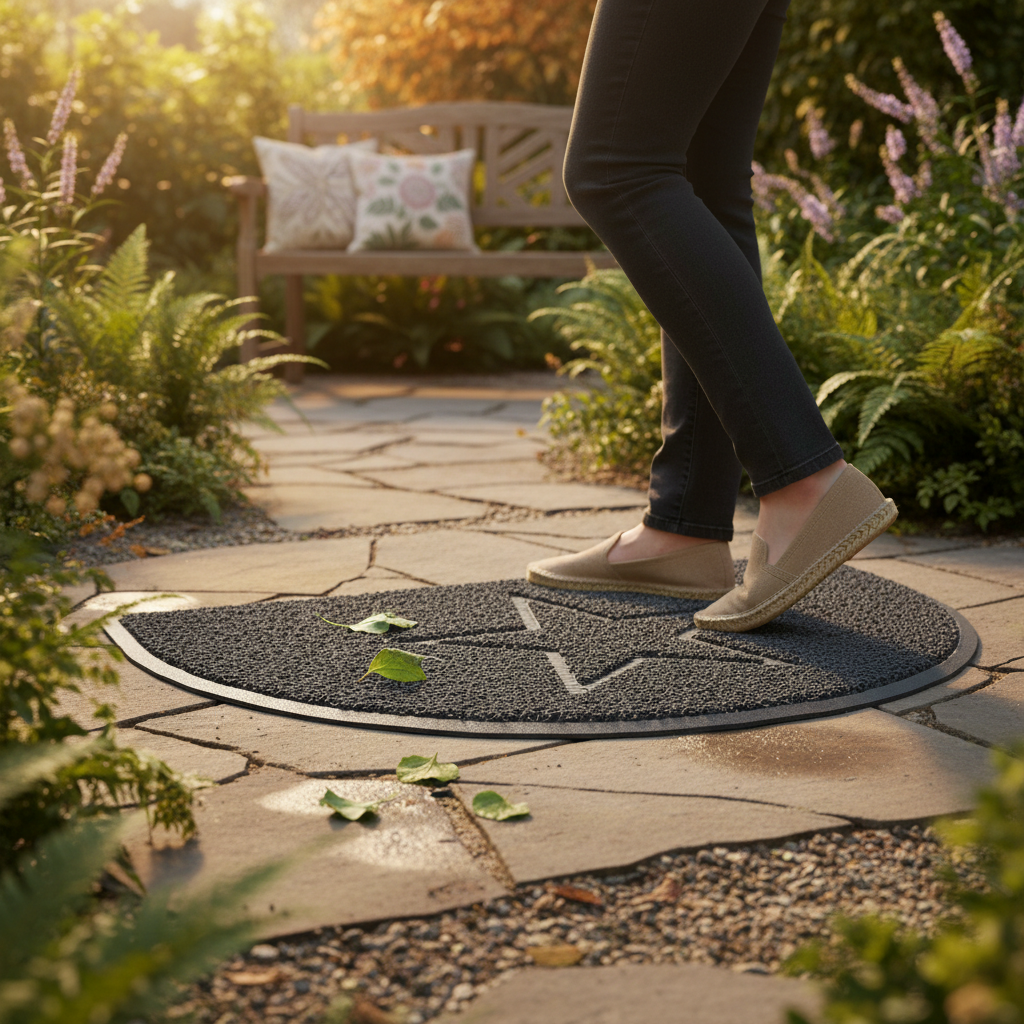 Premium Star Embossed Halfmoon Spaghetti Doormat - Non-Slip, Easy to Clean, Fade & Stain Resistant for Indoor and Outdoor Use