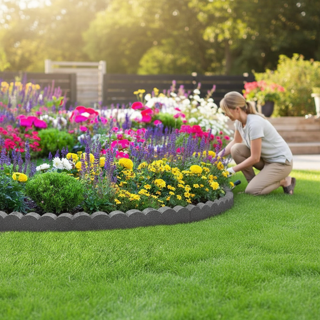 Premium Flexible Scallop Edge Garden Edging with Rot and UV Resistance, Easy Installation and Maintenance-Free Design