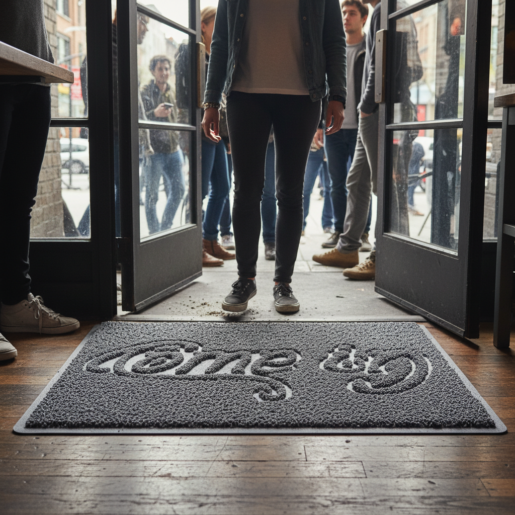 Premium Indoor and Outdoor Spaghetti Door Mat with Non-Slip Backing, Machine-Washable, and Stain-Resistant Design in Various Colors and Sizes