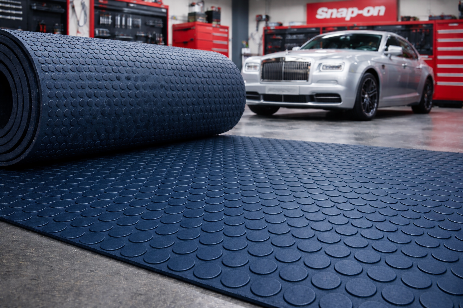 Heavy Duty Non-Slip Rubber Floor Matting - Dot Stud Penny Pattern, Multi-Colour, Durable, High Slip Resistance, Anti-Creep, Cold Insulation