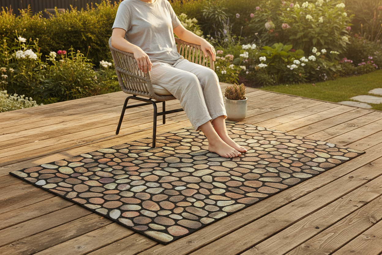 Premium Heavy Duty Stone Pebble Stylised Indoor & Outdoor Mat - Eco-Friendly Design with Superior Functionality and Elegant Victorian Style