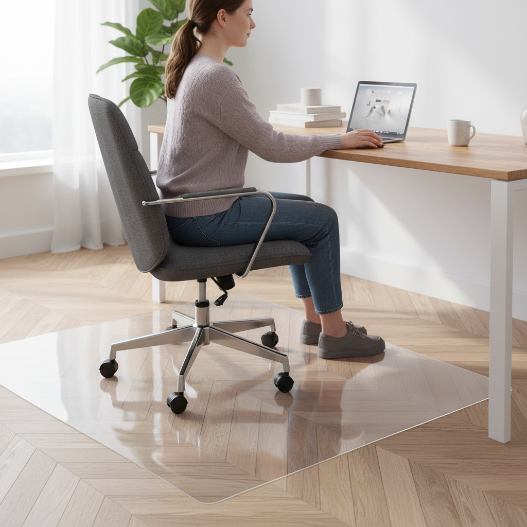 Premium Chair Mat for Hard Floors - 100x120cm, 2mm Thick Durable PVC with Transparent and Frosted Finishes