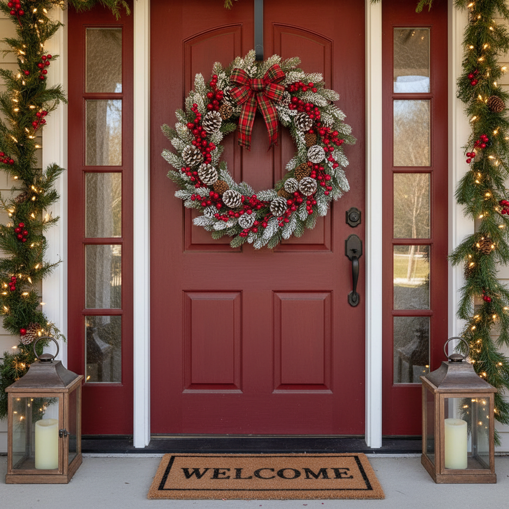 Premium Metal Christmas Wreath Door Hanger - Strong & Durable with No-Tool Installation, Available in White or Anthracite Grey, 30cm & 38cm Sizes