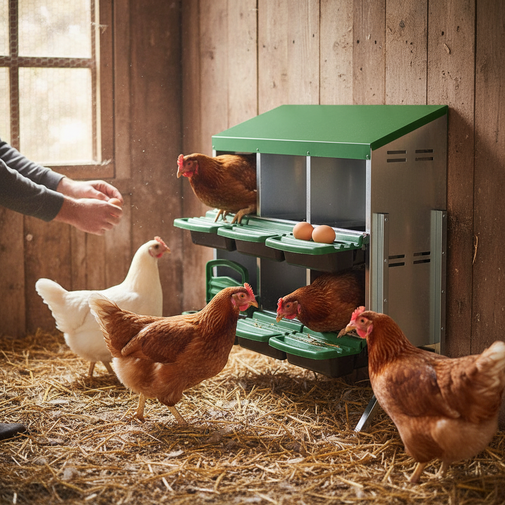 Premium Heavy Duty Metal Chicken Nest Box with 6 Compartments and Removable Trays for Easy Cleaning and Maintenance