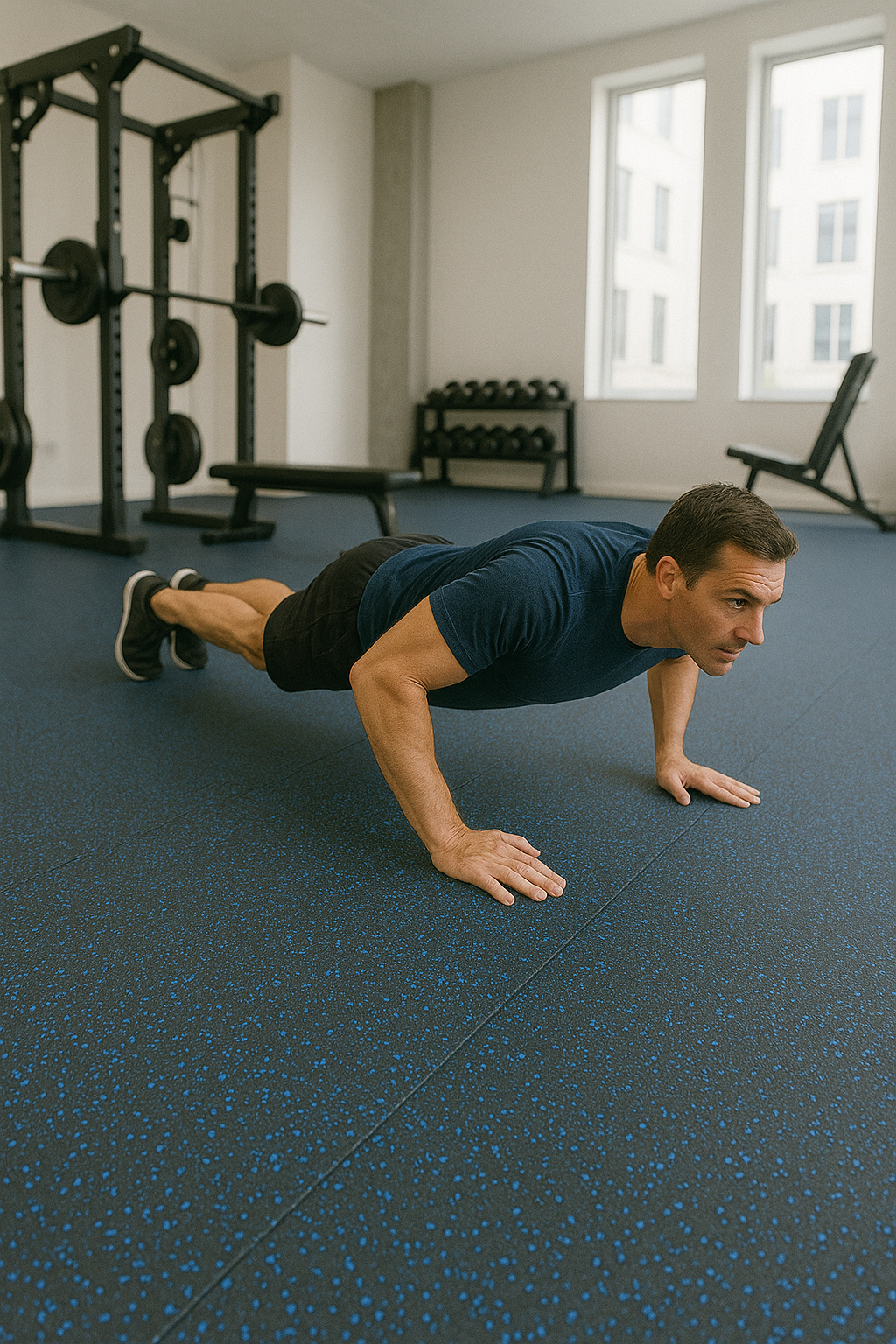 Gym Rubber Matting Rolls Durable, Non-Slip Flooring for Fitness, Shock Absorbing, Custom Cut Lengths, Ideal for Gym, Cardio, Weight Lifting, and More