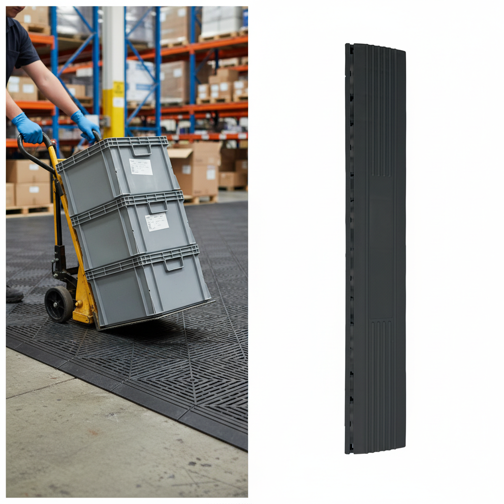 Premium Ramped Edges for Modular Interlocking Ribbed Floor Tiles - Male Fitting, 400mm Length, Available in Multiple Colors