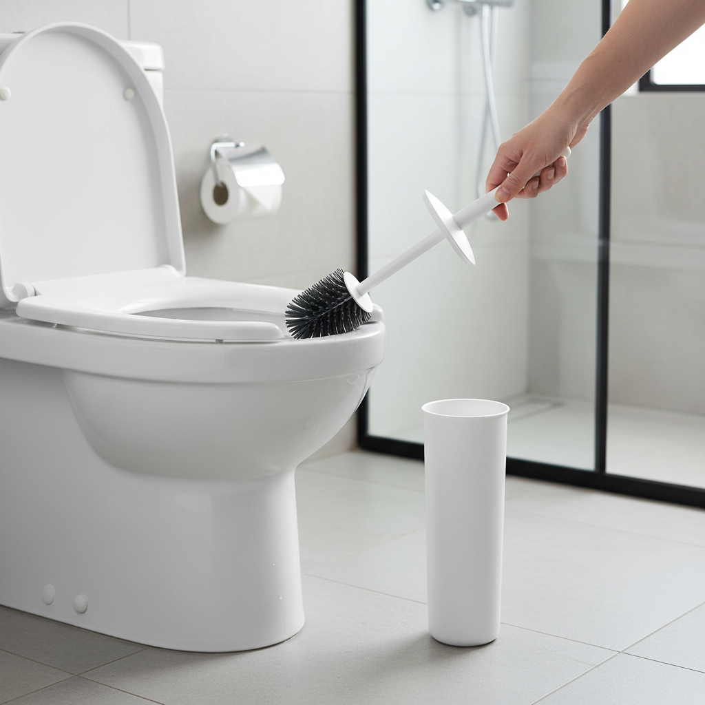 Premium Flexible Silicone Toilet Brush with Drainage Holder and Tweezers for Modern Bathroom Hygiene