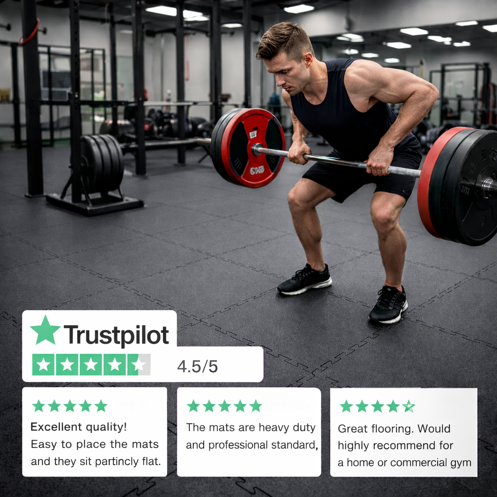 Mega Floor Heavy Duty Rubber Gym Mats 16mm, 5kg Each – Anti-Slip, Impact Absorbing, Non-Slip Rubber, Easy Fit, Bevelled Edges Available, Anti-Fatigue