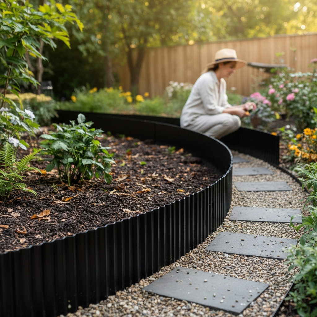 Premium Corrugated Galvanised Steel Garden Border Roll - 5m Long, Durable and Flexible Design for Modern Outdoor Spaces