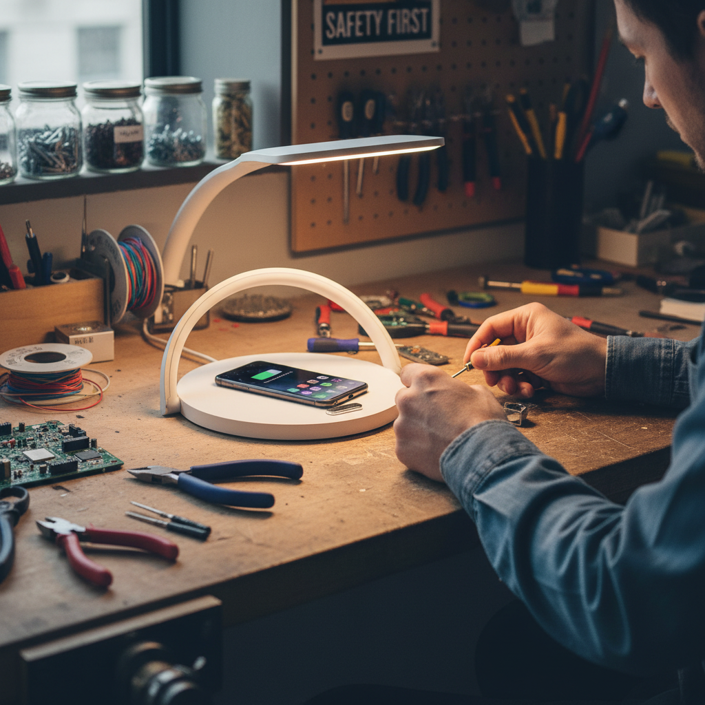 Premium LED Arch Desk Lamp with Wireless Charger and Touch Sensor - 3 Brightness Levels and Adjustable Holder for Modern Living