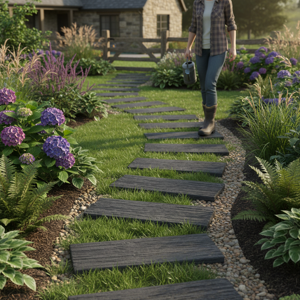 Premium Eco-Friendly Rail Sleeper Stepping Stones - Durable, Non-Slip, Easy Installation for Stylish Outdoor Spaces