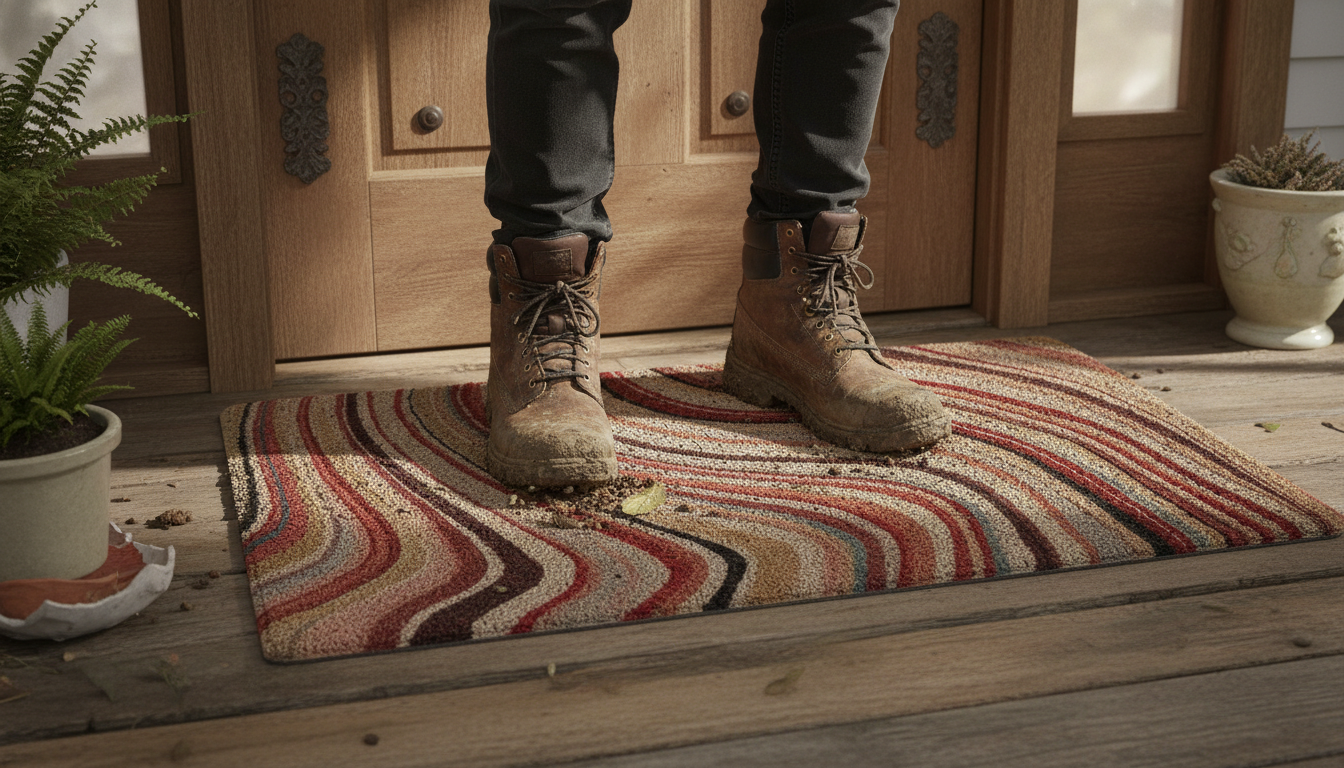 Premium Durable Candy Spaghetti Doormat with High-Performance Shoe Scraper for Indoor and Outdoor Use - 75 x 44 cm