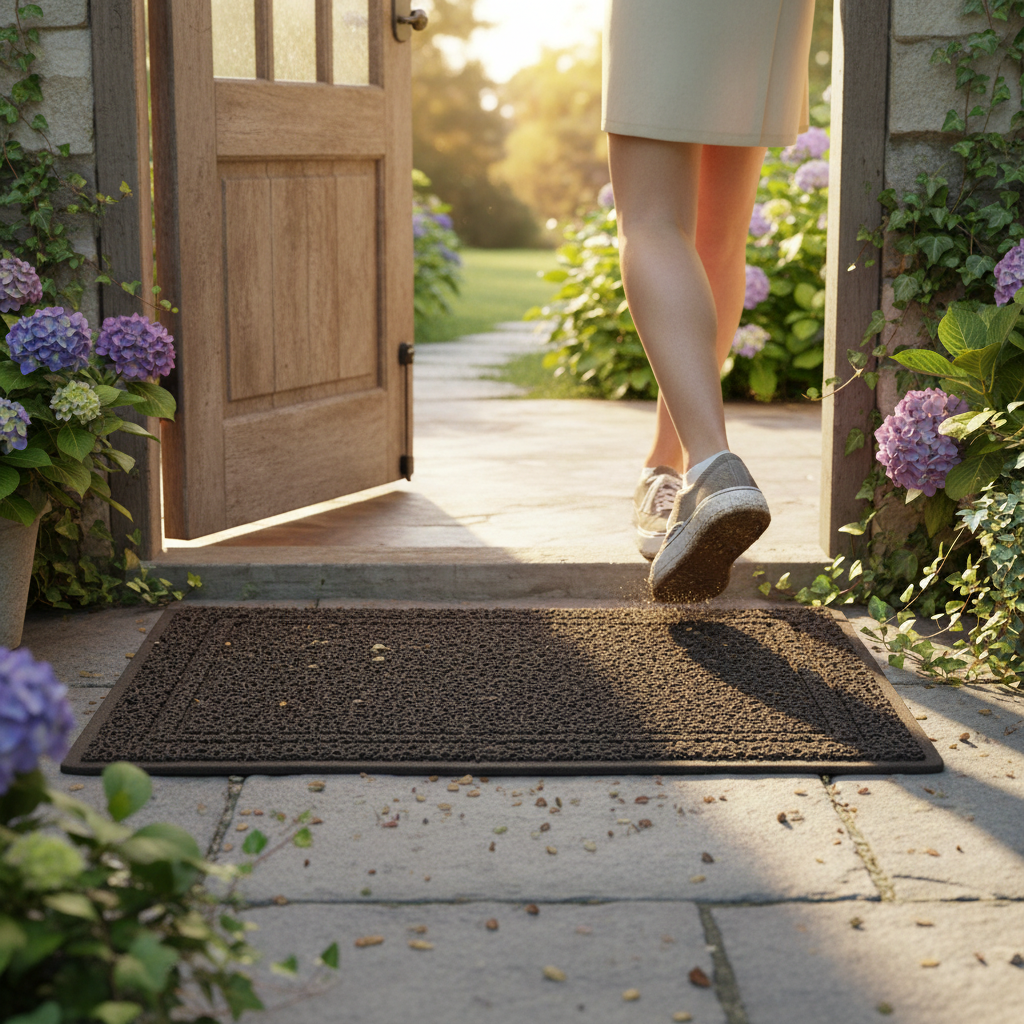 Premium Embossed Outdoor Spaghetti Doormat with Anti-Slip Design, Machine-Washable and Fade-Resistant for Entrance Decor