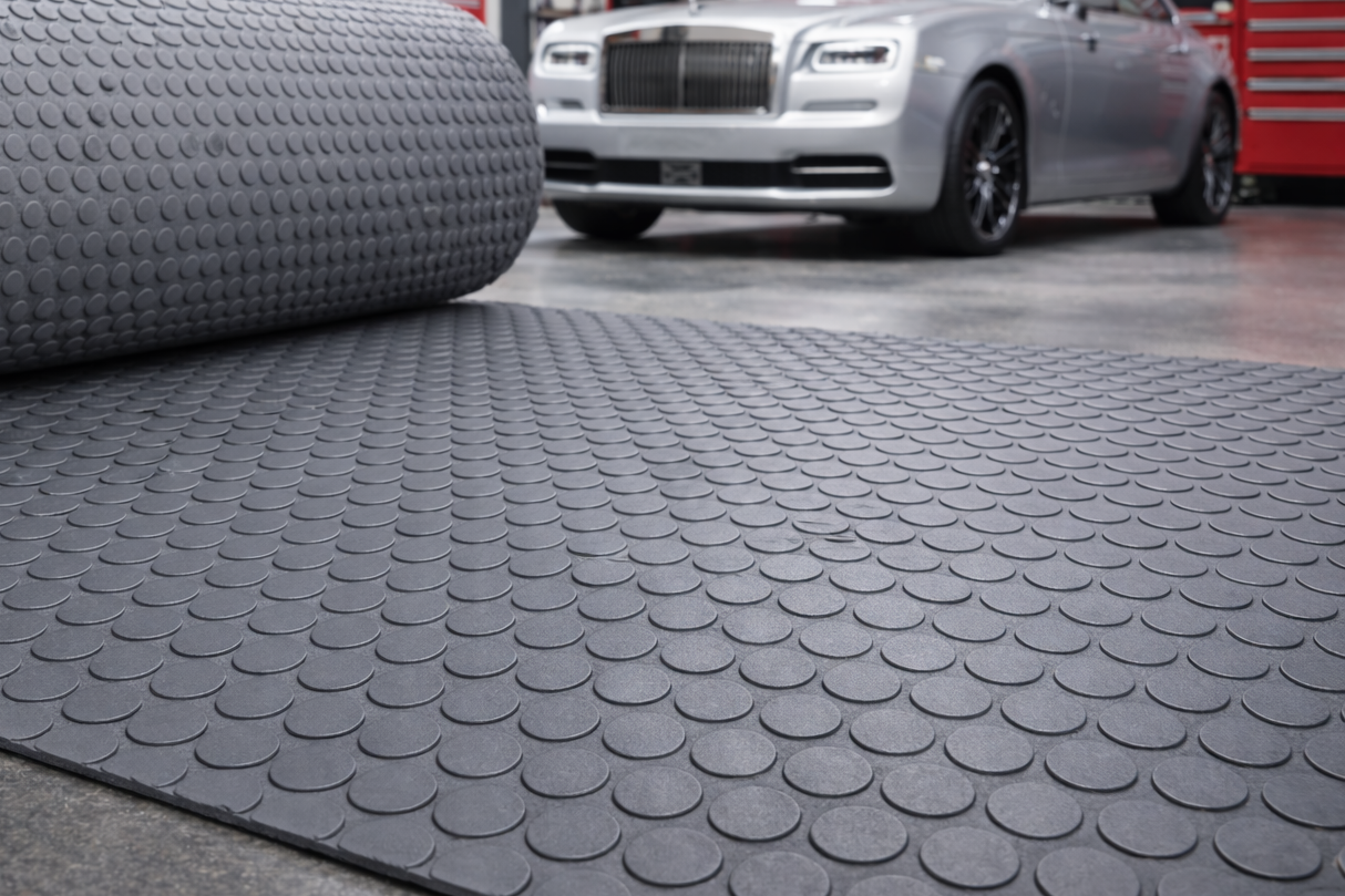 Heavy Duty Non-Slip Rubber Floor Matting - Dot Stud Penny Pattern, Multi-Colour, Durable, High Slip Resistance, Anti-Creep, Cold Insulation