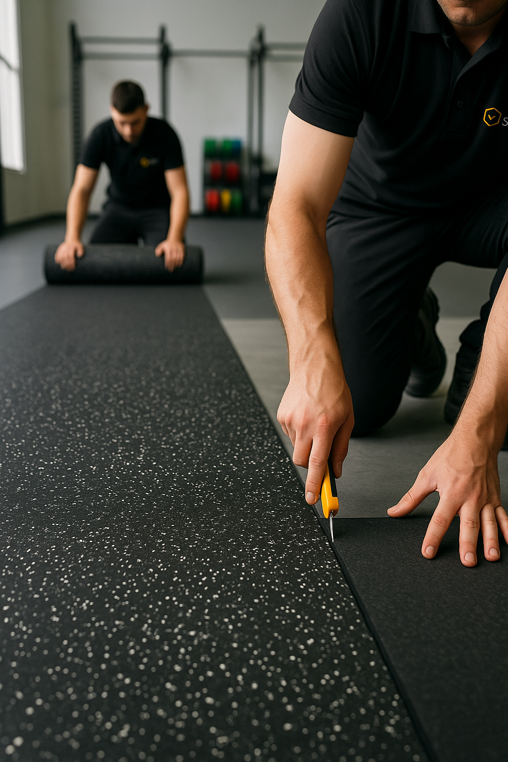Premium Rubber Gym Flooring Roll - Heavy Duty, Non-Slip, Shock Absorbing Fitness Flooring for Home & Commercial Gyms