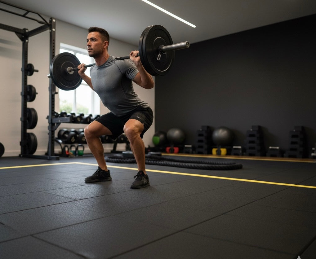 Interlocking CrossFit Gym Mats - Shock Absorbing, Non-Slip Rubber Flooring, Durable, Easy Install, Customisable, Ideal for Weightlifting & Home Gyms