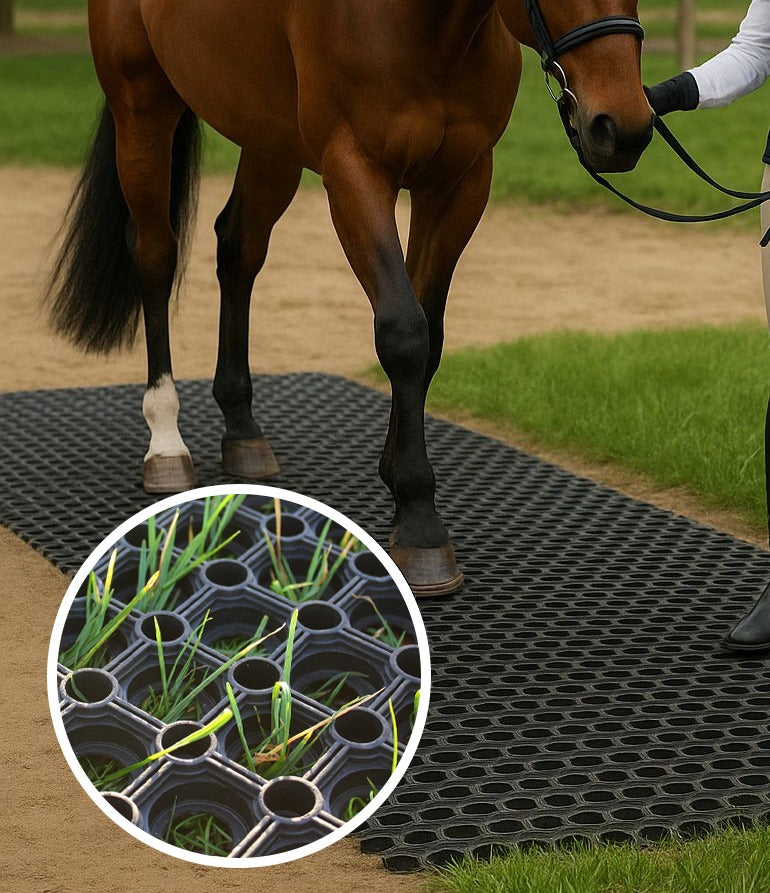 Heavy Duty Gateway Rubber Grass Mats for Horse Stables - Durable, Non-Slip, Comfortable, Easy to Install & Maintain, Ideal for High-Traffic Areas