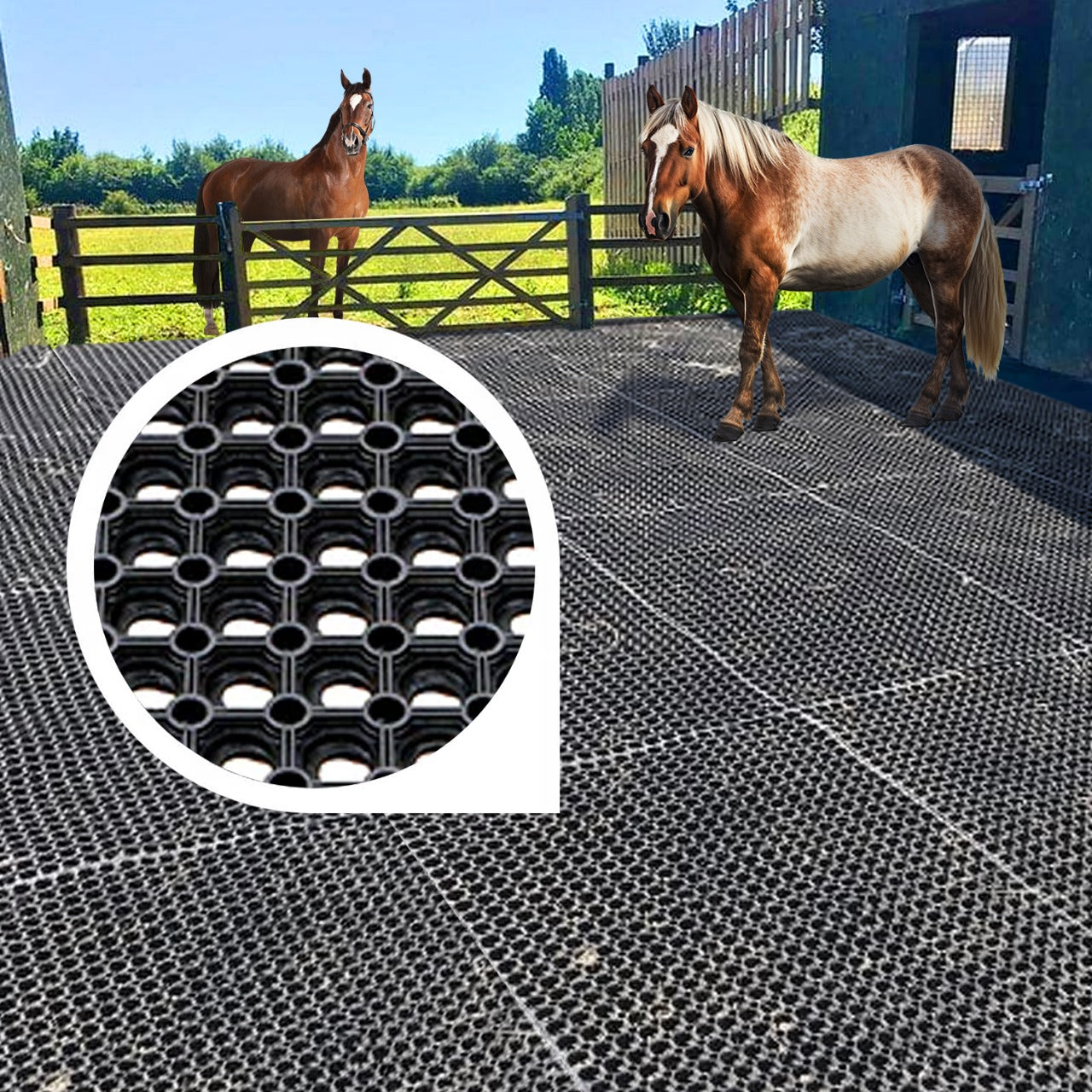 Heavy Duty Anti-Slip Rubber Matting - 20mm Drainage Holes, Weatherproof, Shock Absorbent, Easy Install, Ideal for Wet Areas, Playgrounds, Workbenches