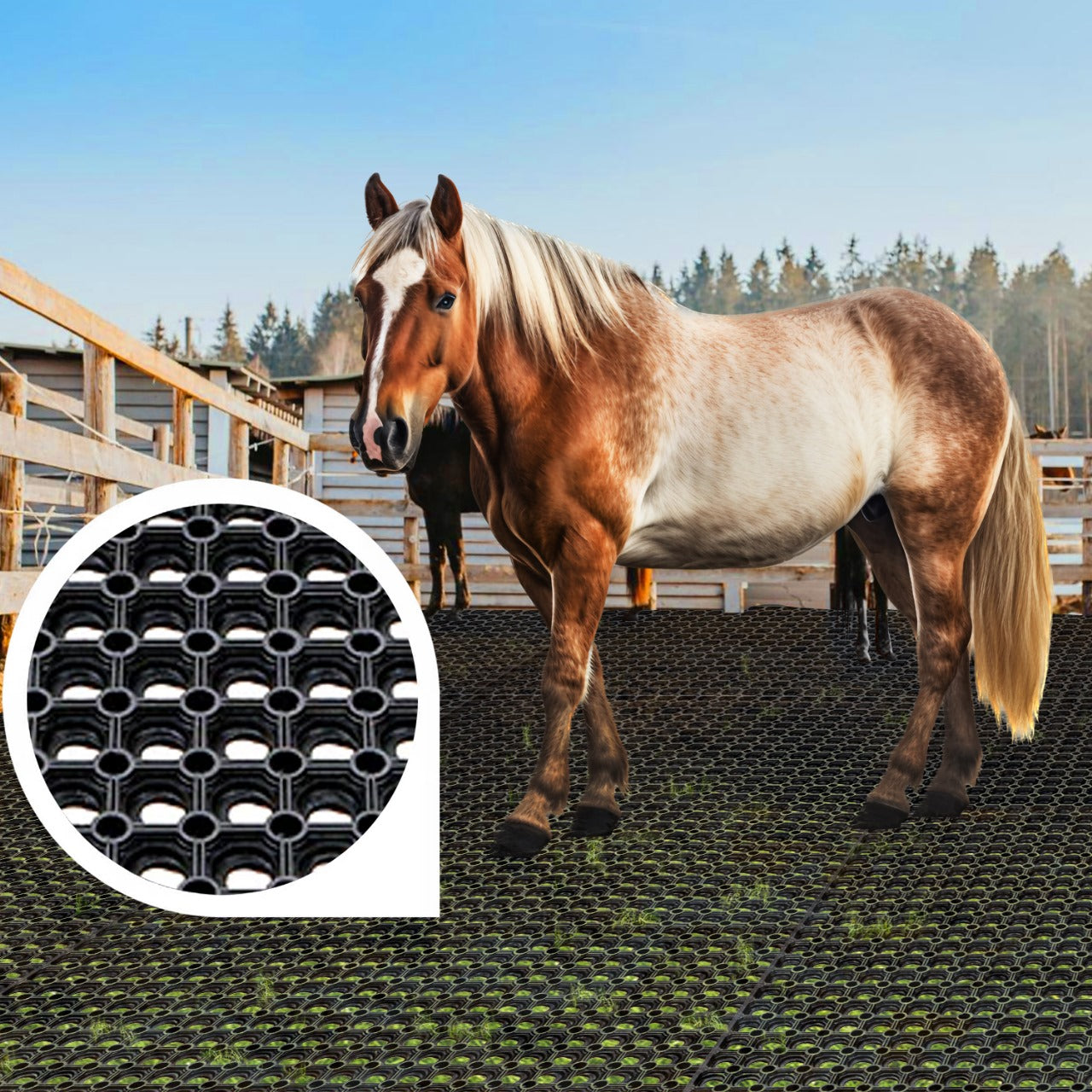 Heavy Duty Anti-Slip Rubber Matting - 20mm Drainage Holes, Weatherproof, Shock Absorbent, Easy Install, Ideal for Wet Areas, Playgrounds, Workbenches