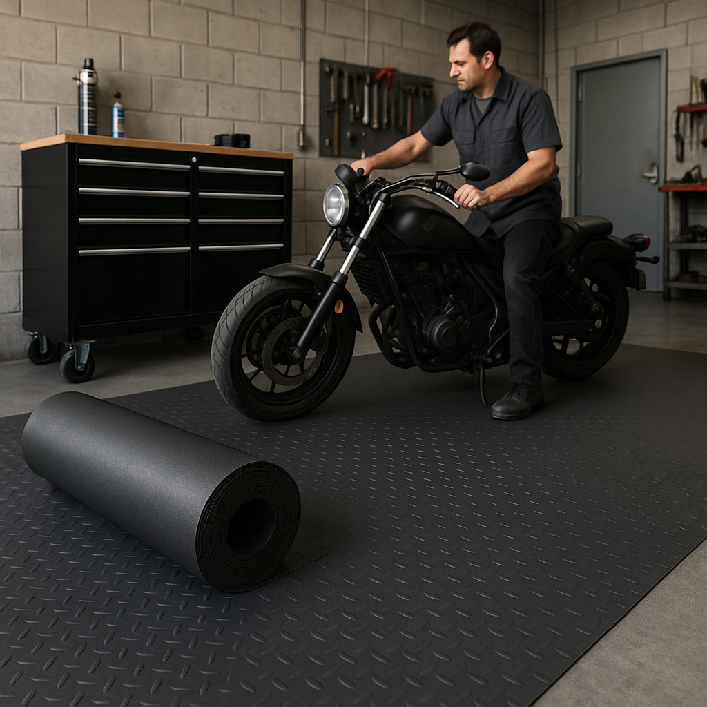 Diamond Tread PVC Rubber Flooring Linear Metre - Heavy Duty, Non-Slip, Chemical Resistant, Checker Pattern, High Insulation, Wet & Dry Areas