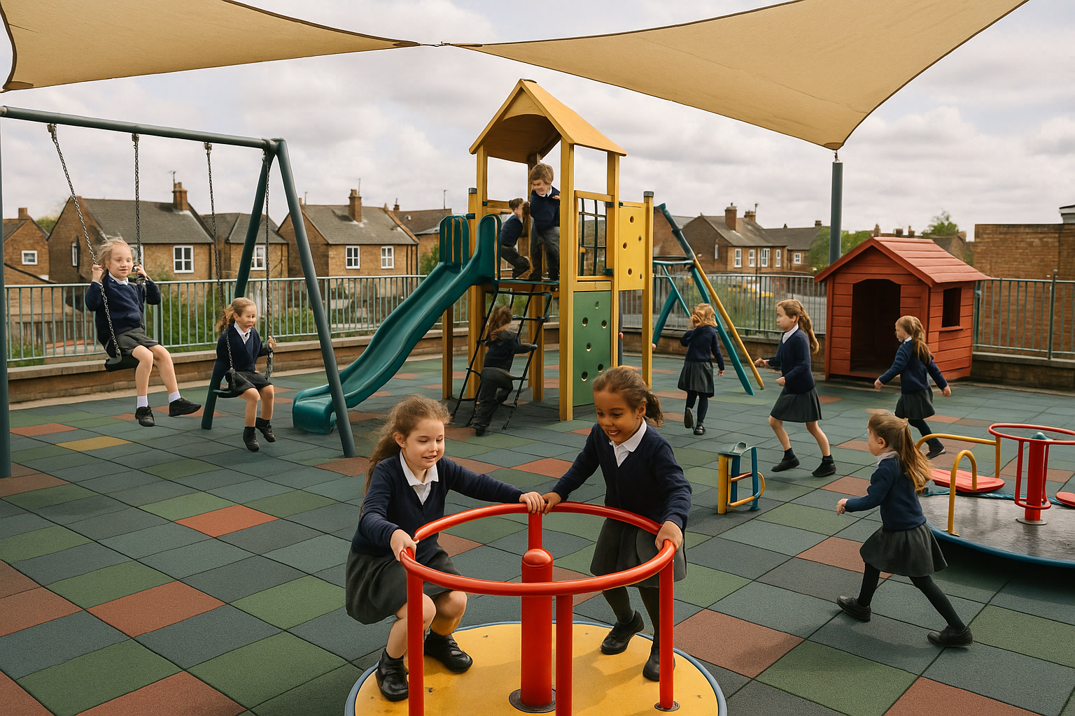 30mm Thick Safety Mats Play Protect 1mx1m - Slip-Resistant, All-Weather Rubber Tiles, Insulated & Drainage-Ready for Playground, Gym, Pool & More