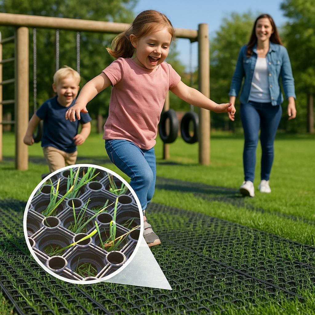 Playground Safety Grass Mat 22mm – Shock Absorbing, Non-Slip, Weatherproof, BS EN 1177 Certified