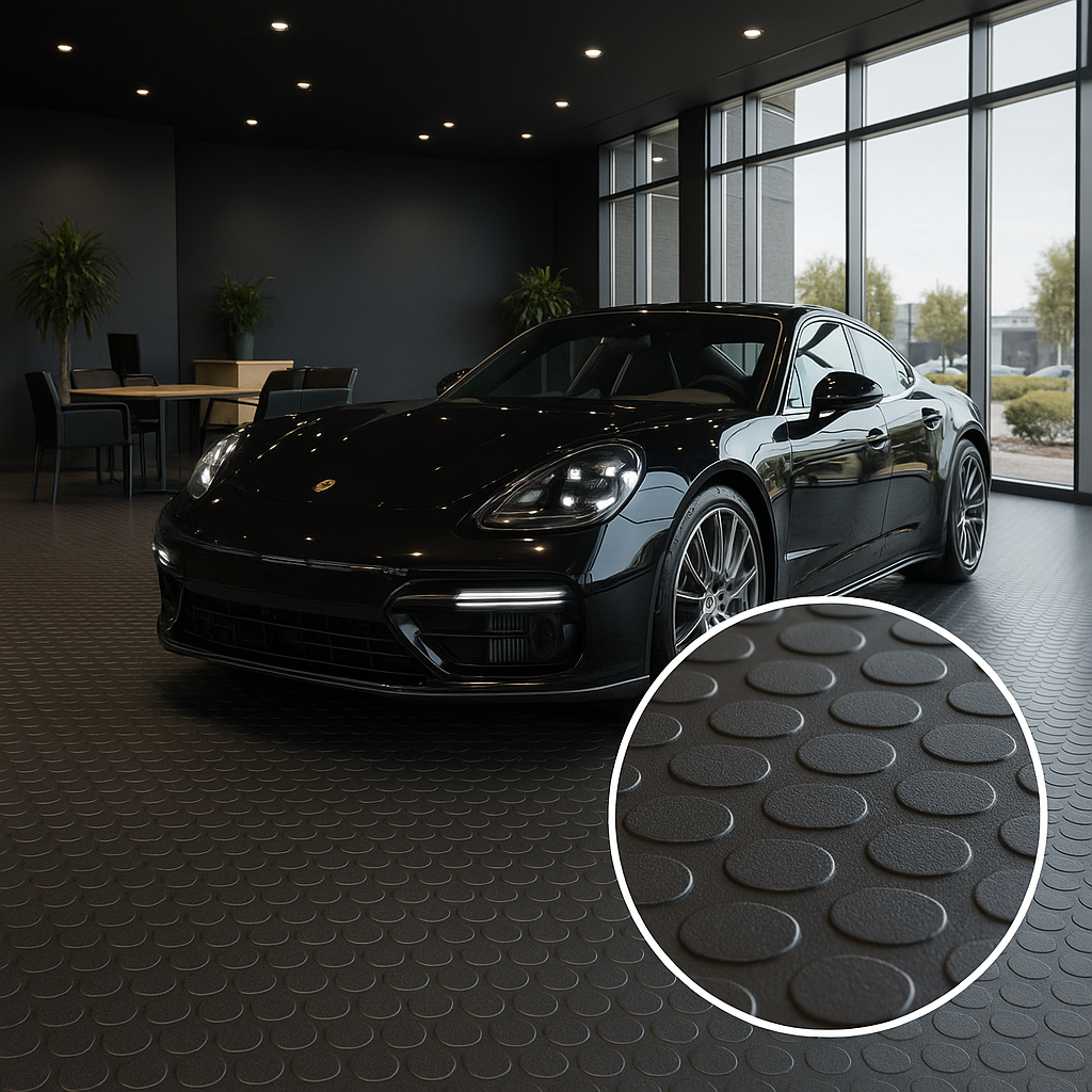 Round Dot Anti-Slip Mats - Heavy Duty Rubber Safety Flooring Rolls, Oil & Chemical Resistant, Slip-Resistant, High Insulation for Wet & Dry Areas