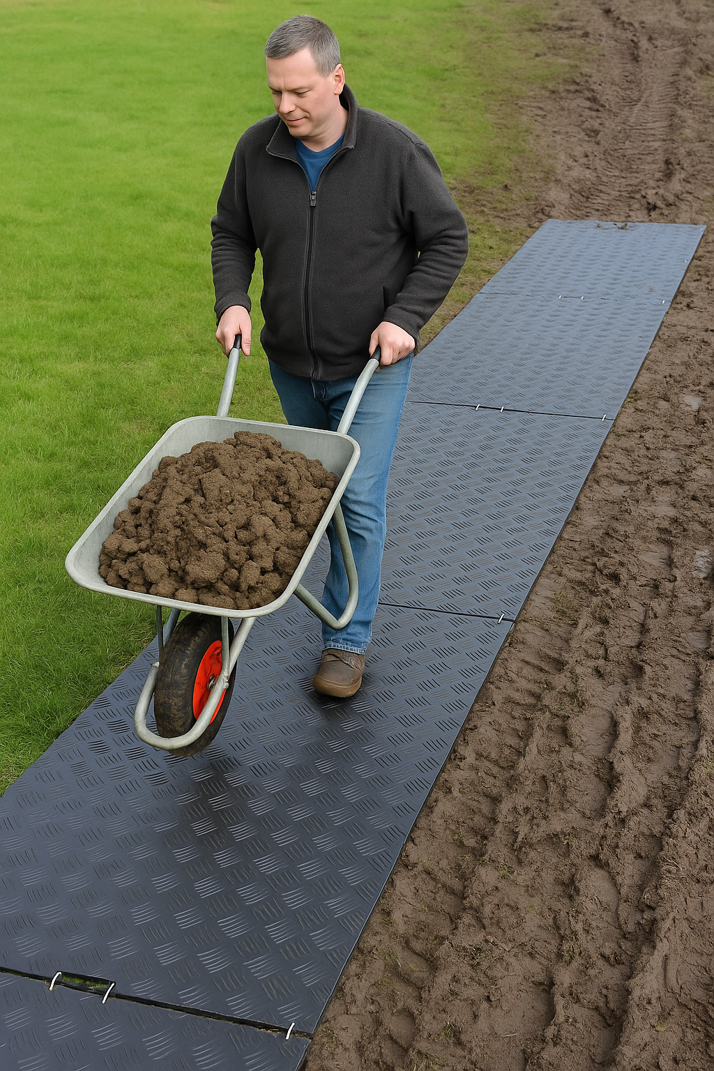 Non-Slip ArmorTrack Matt Lite Ground Protection Board Lightweight 2400mm x 1100mm Perfect for Pedestrian Walkways