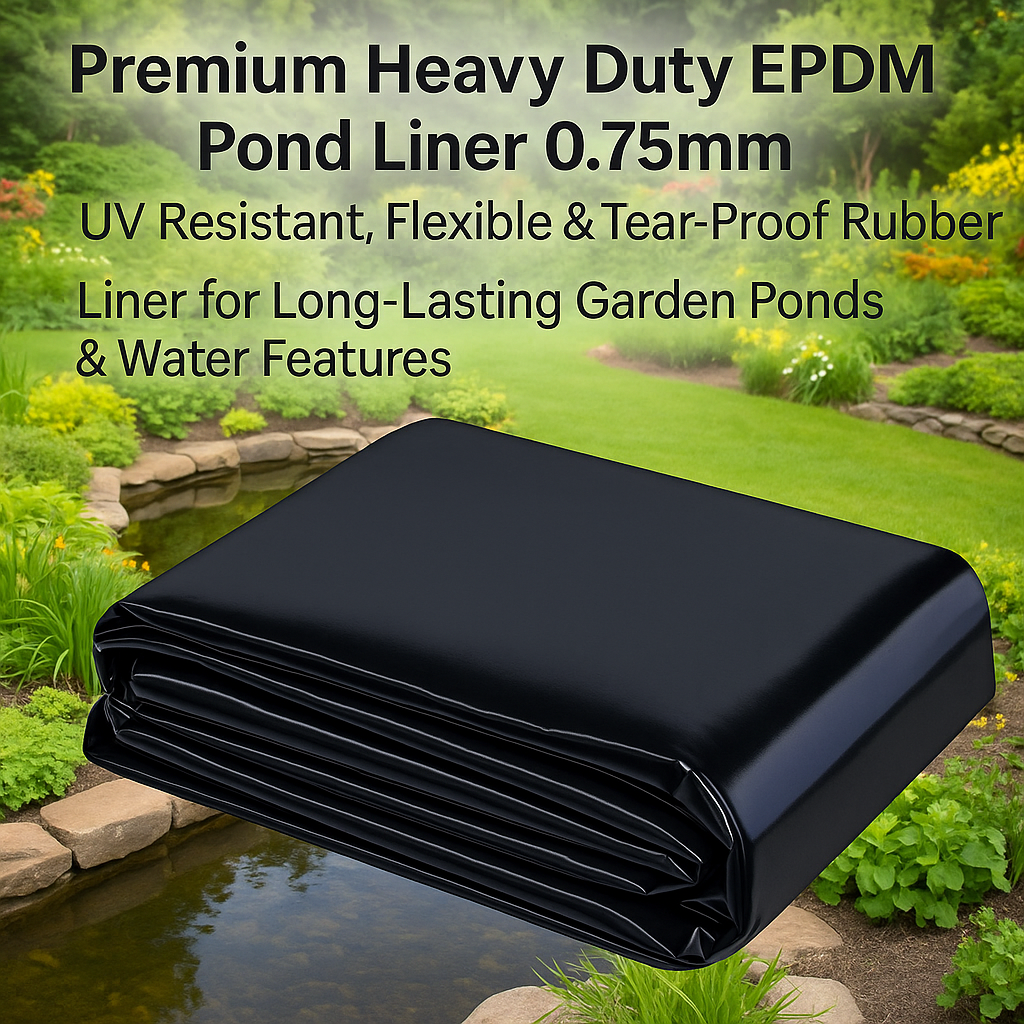 Professional-Grade EPDM Pond Liner – 0.75mm Flexible, UV Resistant Rubber for Durable Garden Water Features