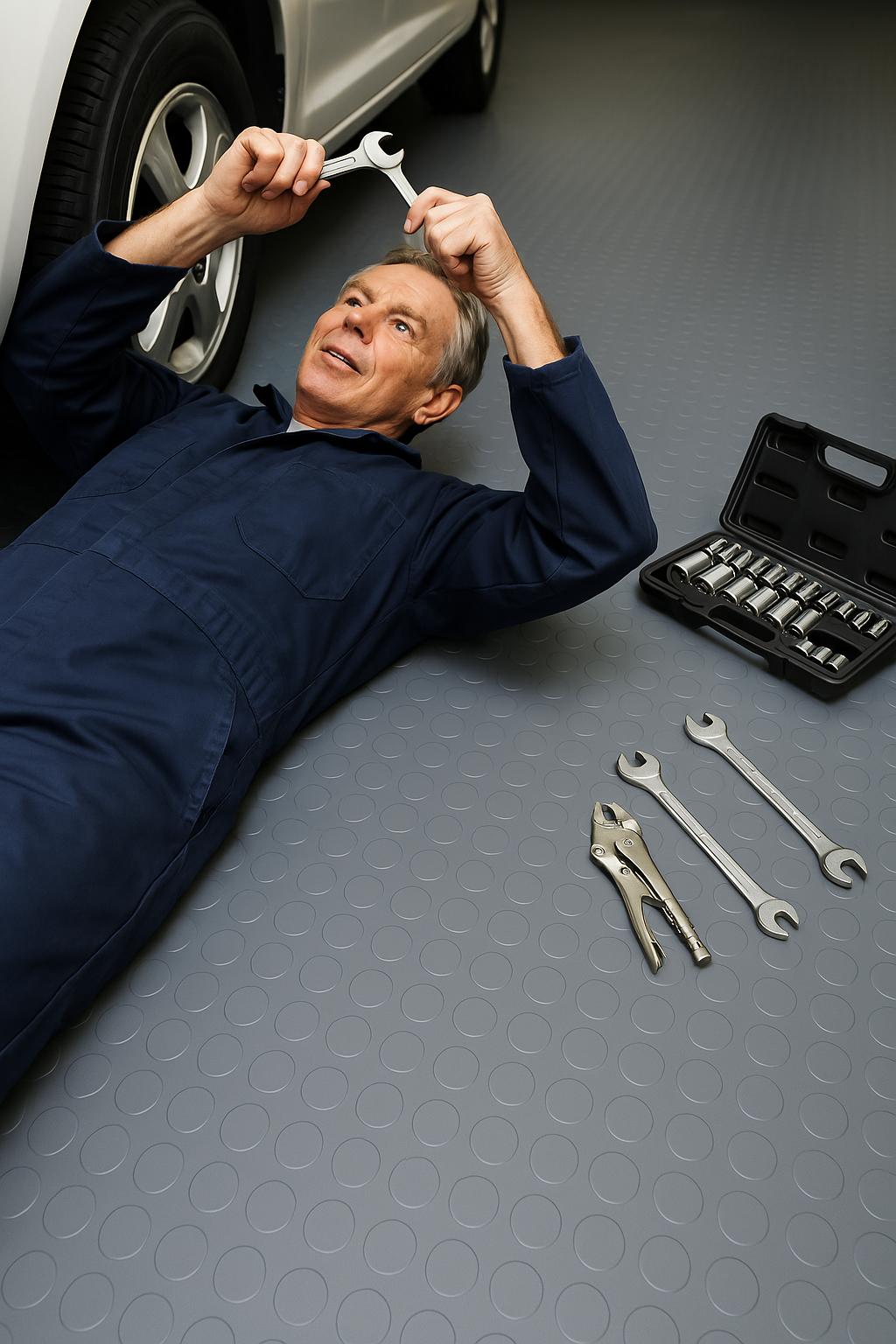 Heavy Duty Garage Rubber Flooring - Slip-Resistant Dot Pattern, Durable, Non-Slip, Linear Metre Rolls, Outdoor & Indoor Use