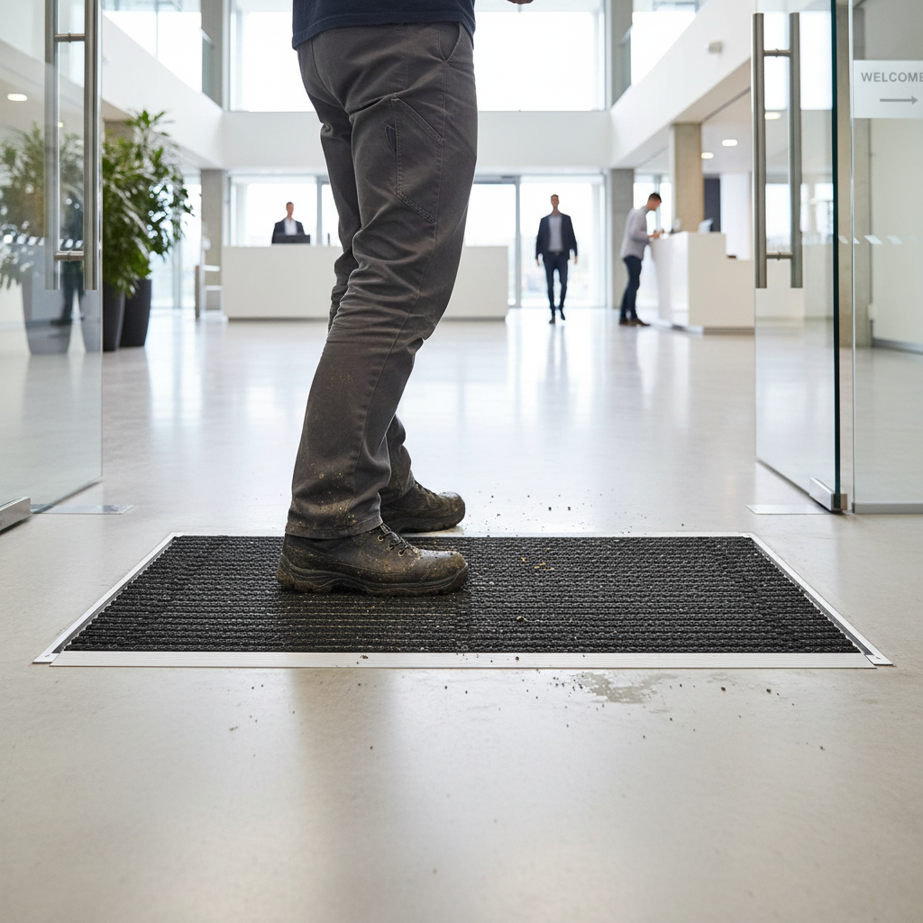 Premium Heavy Duty Aluminium Door Mat with Coarse-Fibre Inserts for High Traffic Areas - 60x40cm Weatherproof Design