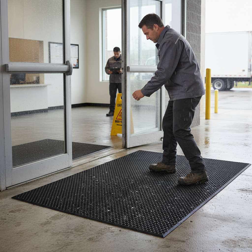Premium Heavy Duty Hexagon Pattern Rubber Door Mat for All Weather Conditions with Anti-Slip Backing and Elegant Design