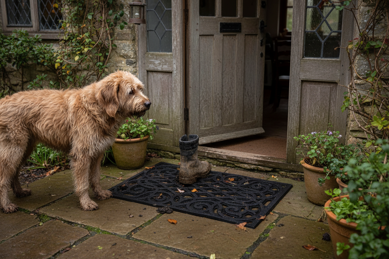 Premium Heavy Duty Victorian Style Eco Door Mat - 100% Recycled Rubber with Elegant Design for Indoor and Outdoor Use